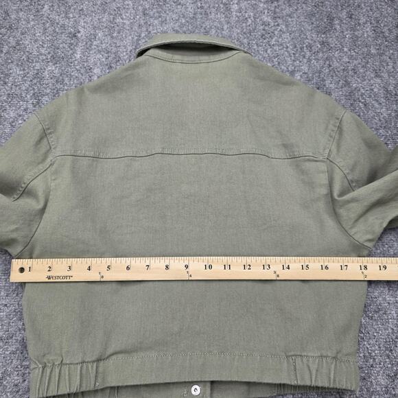 Abercrombie Fitch Jacket Womens XS Green Cropped Utility Snap Front Lined Preppy - Picture 4 of 16